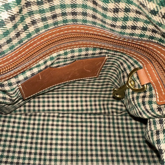 Ghurka Plaid Shoulder Bag. Brown and Tan with Gold Hardware. Luxury Leat… - Picture 2 of 11